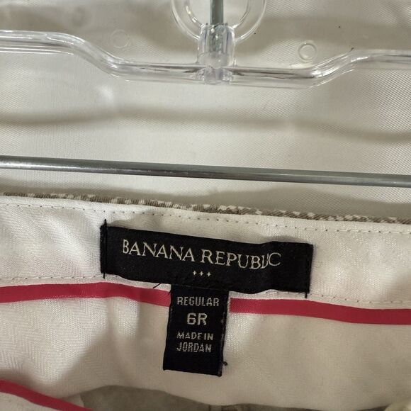 Banana Republic Pants Women's 6R Brown Check Mid Rise Flat Front - Picture 5 of 10